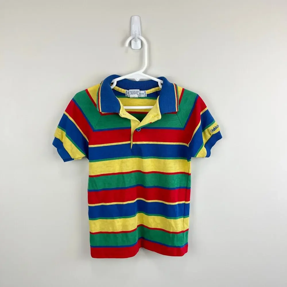 Vintage OshKosh B'gosh Colorful Striped Polo Shirt 6 USA